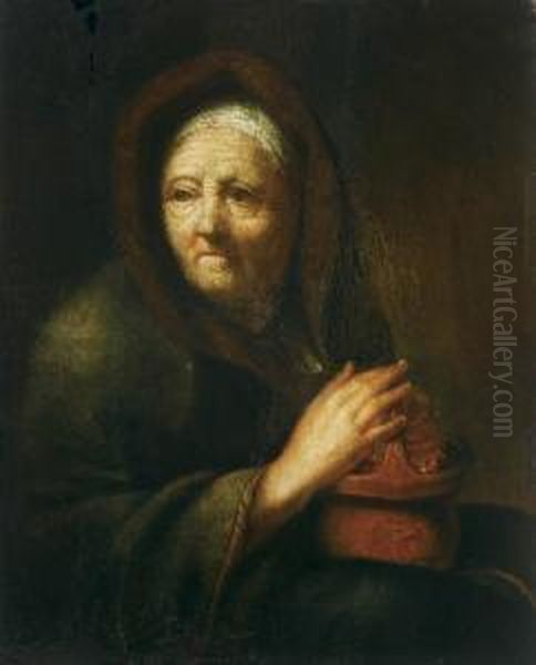 An Old Woman Oil Painting by Govert Teunisz. Flinck