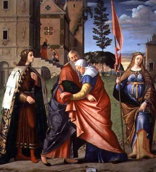 The Meeting at the Golden Gate with Saints, 1515 Oil Painting by Vittore Carpaccio