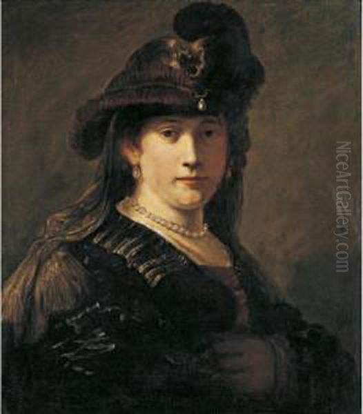 Portrait Of A Lady Oil Painting by Govert Teunisz. Flinck