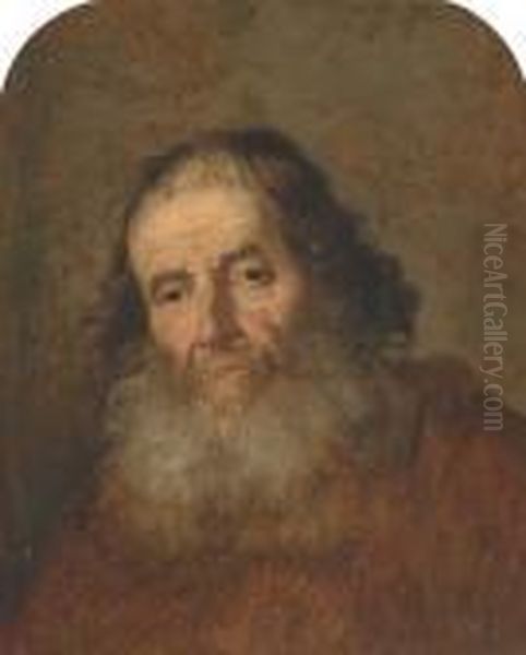 A Bearded Man, Bust-length Oil Painting by Govert Teunisz. Flinck