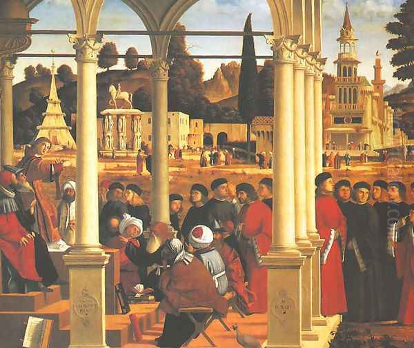 Life of St. Stephen: St. Stephen Disputing (Storie di santo Stefano: Disputa di santo Stefano) Oil Painting by Vittore Carpaccio