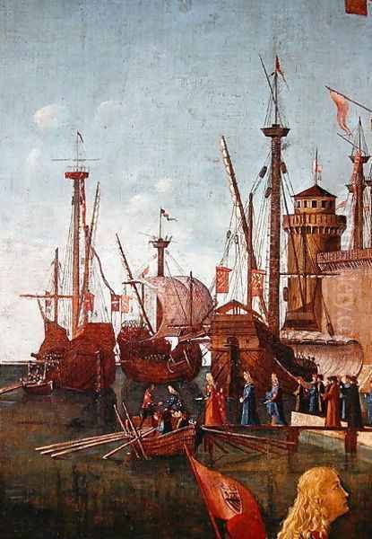 The Departure of the Pilgrims, detail from The Meeting of Etherius and Ursula and the Departure of the Pilgrims, St. Ursula Cycle, 1498 Oil Painting by Vittore Carpaccio