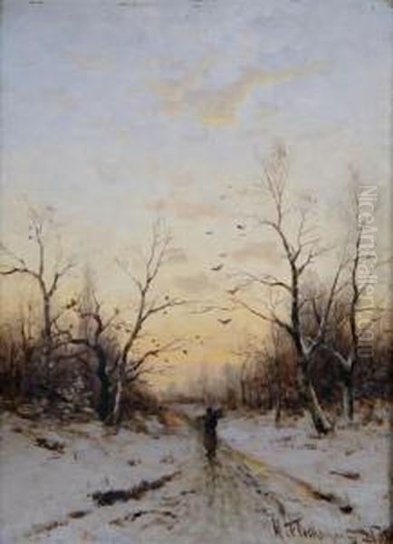 The Wood Gatherer Oil Painting by Heinz Flockenhaus