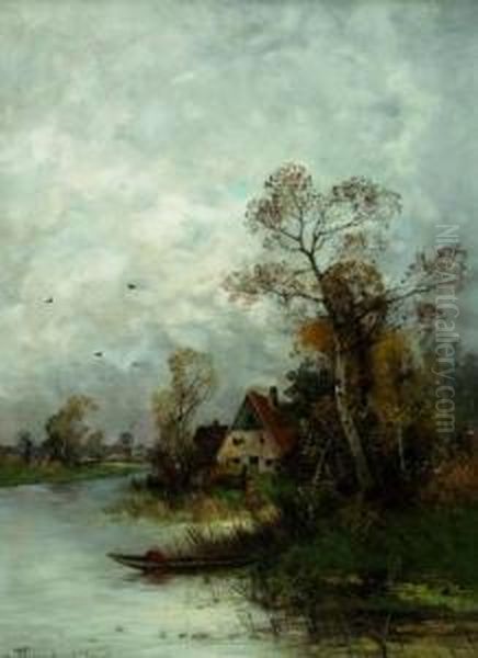 Gehofte Am Altwasser Oil Painting by Heinz Flockenhaus