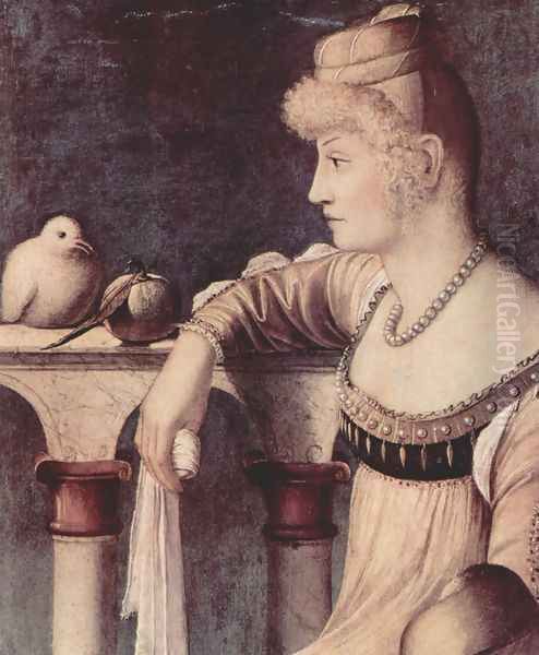 Two Venetian Ladies (detail) Oil Painting by Vittore Carpaccio