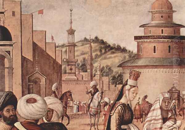 Baptism of infidels by St. George, detail 3 Oil Painting by Vittore Carpaccio