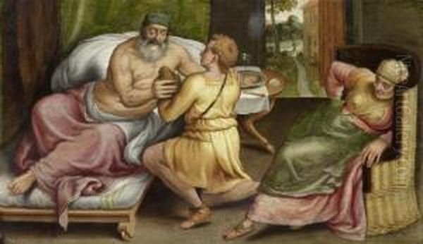 Isaac Blesses Jacob Oil Painting by Frans I Vriendt (Frans Floris)