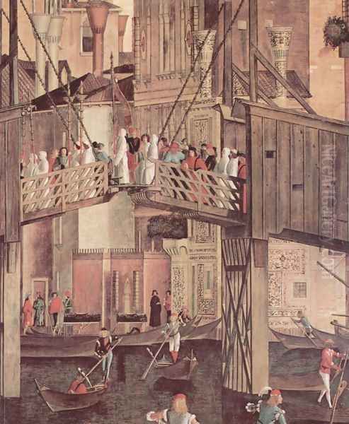 The miracle of the holy cross Reliquie, detail 1 Oil Painting by Vittore Carpaccio