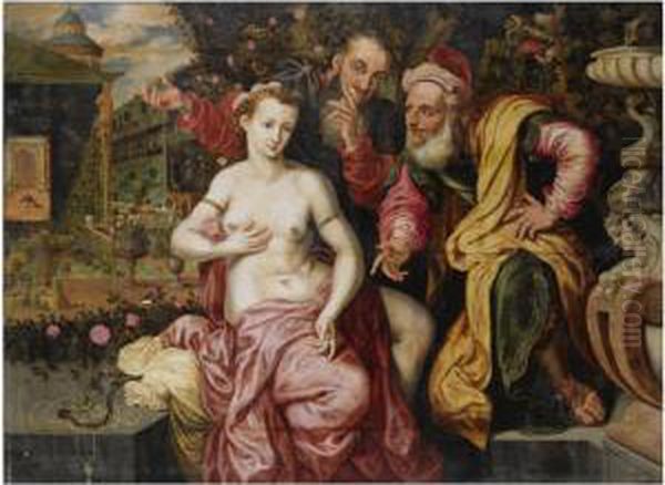 Susanna And The Elders Oil Painting by Frans I Vriendt (Frans Floris)