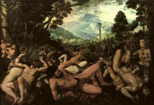 The Brazen Serpent Oil Painting by Frans I Vriendt (Frans Floris)