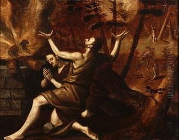 Cain And Abel Oil Painting by Frans I Vriendt (Frans Floris)