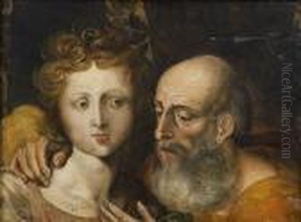 Suzanne Et Les Vieillards Oil Painting by Frans I Vriendt (Frans Floris)