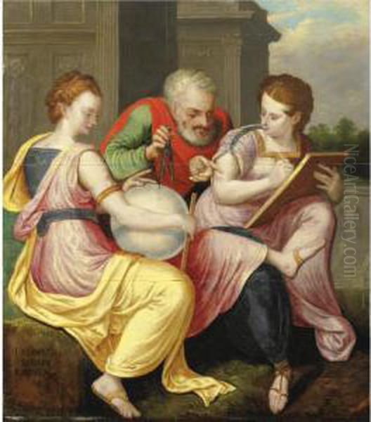 Diligentia, Modus, Regula Oil Painting by Frans I Vriendt (Frans Floris)