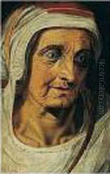 The Head Of An Elderly Woman Oil Painting by Frans I Vriendt (Frans Floris)