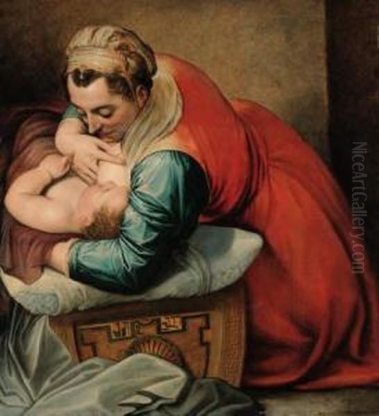 Moses Being Nursed By His Mother Oil Painting by Frans I Vriendt (Frans Floris)