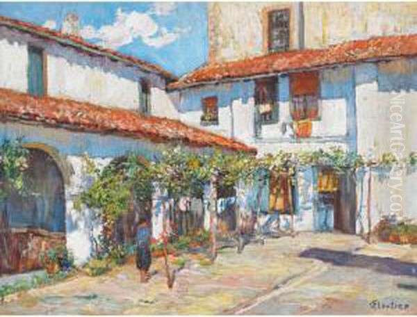 Recollets Cloister, Ciboure Near Saint Jean De Luz Oil Painting by Louis Floutier