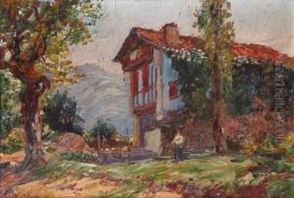 Maison Basque Oil Painting by Louis Floutier