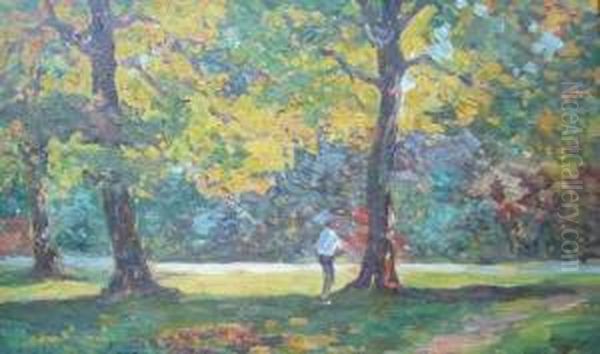 Personnage Sous Les Arbres Oil Painting by Louis Floutier