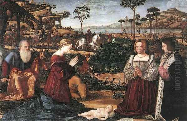 Holy Family with Two Donors 2 Oil Painting by Vittore Carpaccio