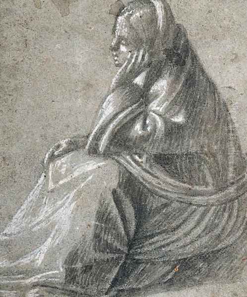 A seated woman in profile to the left, her hand supporting her head Oil Painting by Vittore Carpaccio