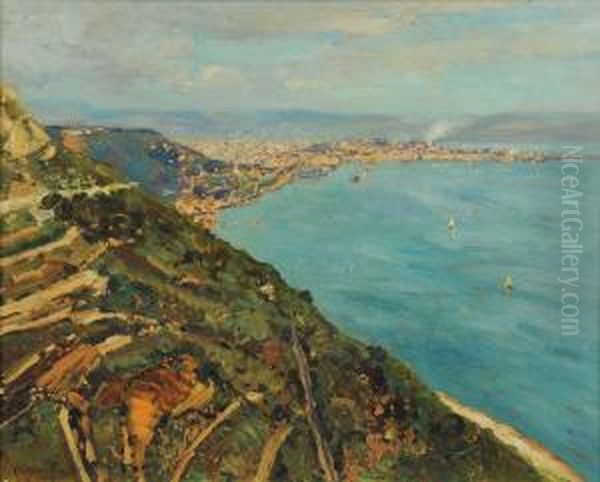 Veduta Di Trieste Oil Painting by Ugo Flumiani