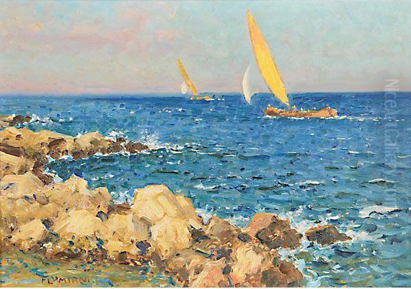 Piccola Marina Con Barche Oil Painting by Ugo Flumiani