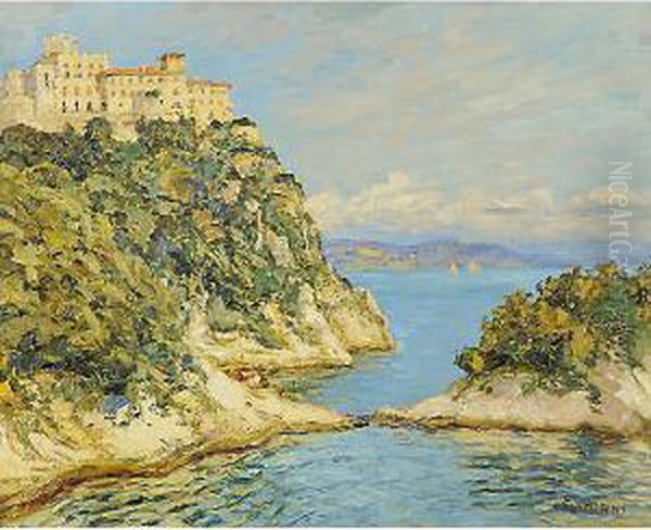 Giornata Di Sole Sul Castello Di Duino Oil Painting by Ugo Flumiani