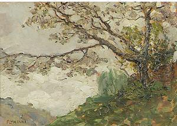 Albero In Fiore Oil Painting by Ugo Flumiani