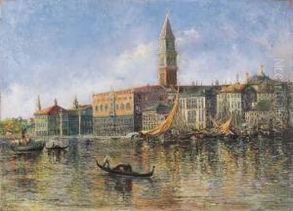 Venezia, Riflessi Sulla Laguna Oil Painting by Piero Focardi Del Garda