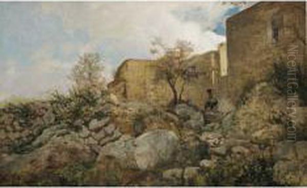 Antico Borgo Toscano Oil Painting by Ruggero Focardi