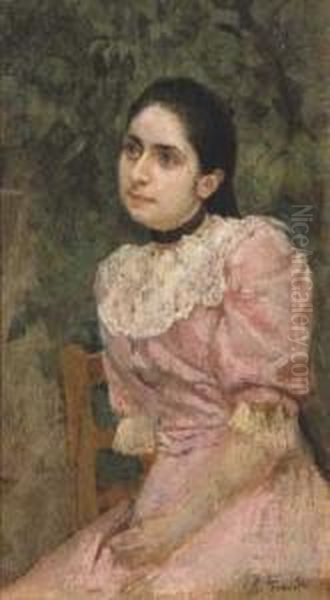 Ritratto Di Giovane Donna Oil Painting by Ruggero Focardi