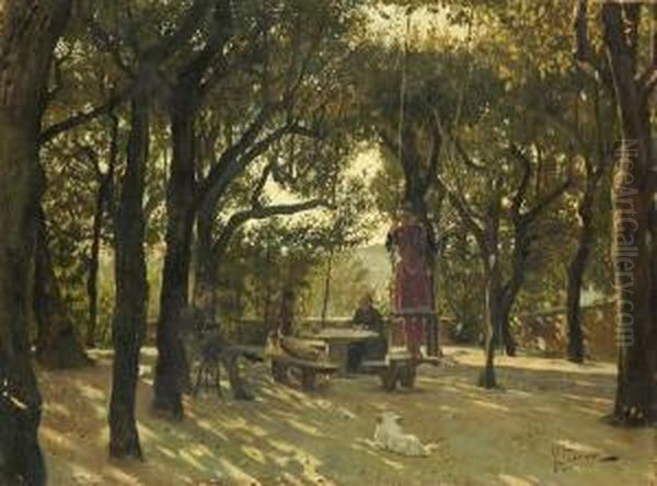 Pomeriggio Nel Parco Oil Painting by Ruggero Focardi