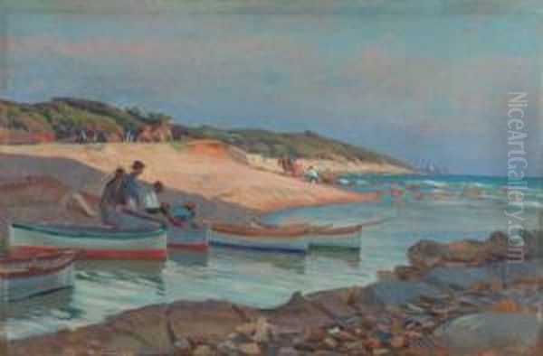 Pescatori - Versilia Oil Painting by Ruggero Focardi