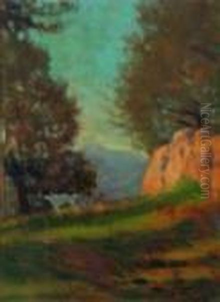 Paesaggio Con Cane Oil Painting by Ruggero Focardi