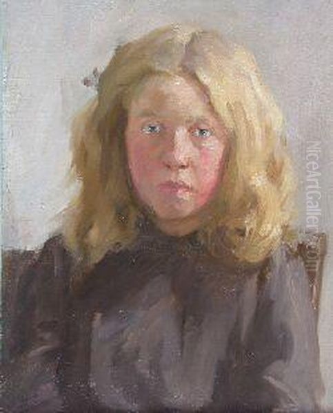 Portrait Of A Blonde Girl Oil Painting by David Foggie