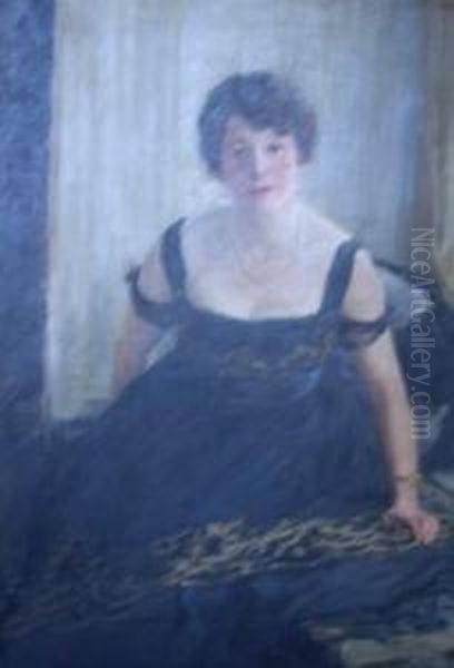 Three Quarter Length Portrait Of A Lady Oil Painting by David Foggie