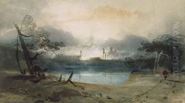 Bedlam Furnace Near Irongate, Shropshire Oil Painting by John Sell Cotman