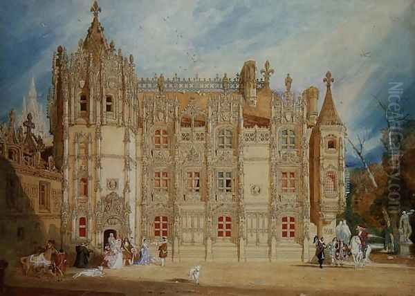 Abbatial House at the Abbey of St. Ouen at Rouen, 1826 Oil Painting by John Sell Cotman