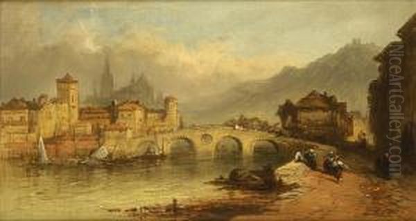 The Bridge At Verona Oil Painting by Henry John Foley