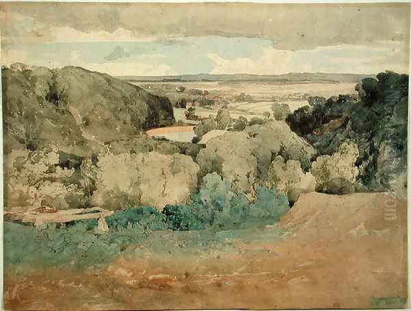 Barnard Castle from Towler Hill Oil Painting by John Sell Cotman