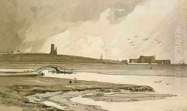 Blakeney Church and Wiveton Hall, 1818 Oil Painting by John Sell Cotman