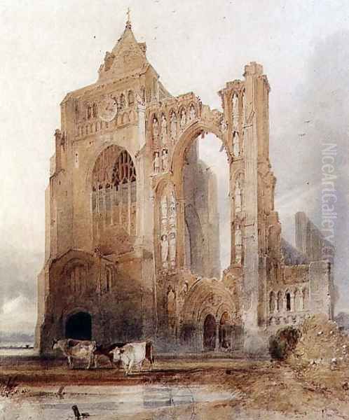 Croyland Abbey, Crowland Oil Painting by John Sell Cotman