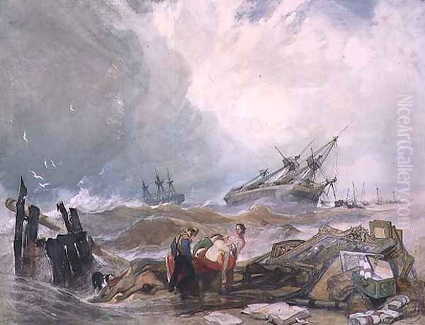 The wreck of the Houghton Hall pictures Oil Painting by John Sell Cotman