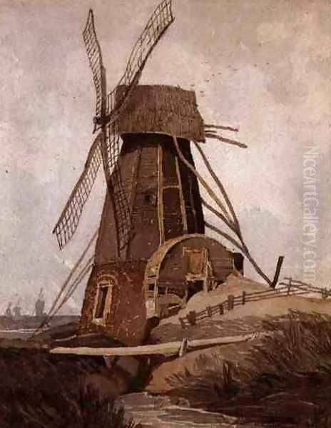 Draining Mill in Lincolnshire, 1807-08 Oil Painting by John Sell Cotman