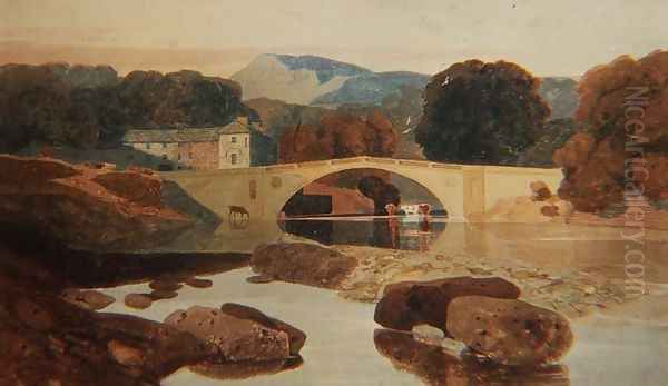 Greta Bridge Yorkshire, 1810 Oil Painting by John Sell Cotman