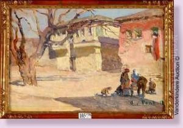 Coin De Village Anime En Algerie Oil Painting by Constantin Font