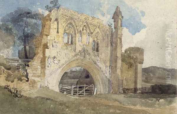 Kirkham Abbey, 1805-6 Oil Painting by John Sell Cotman