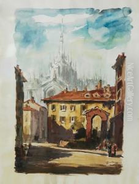 Scorcio Di Milano Oil Painting by Daniele Fontana