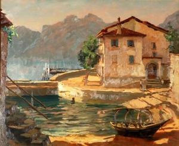 La Piccola Darsena Di Varenna Oil Painting by Daniele Fontana