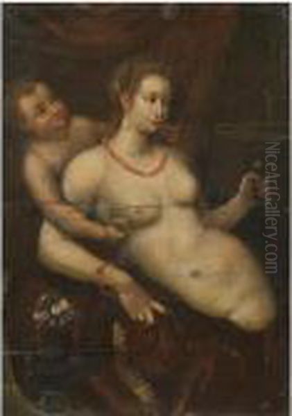 Venus And Cupid Oil Painting by Lavinia Fontana